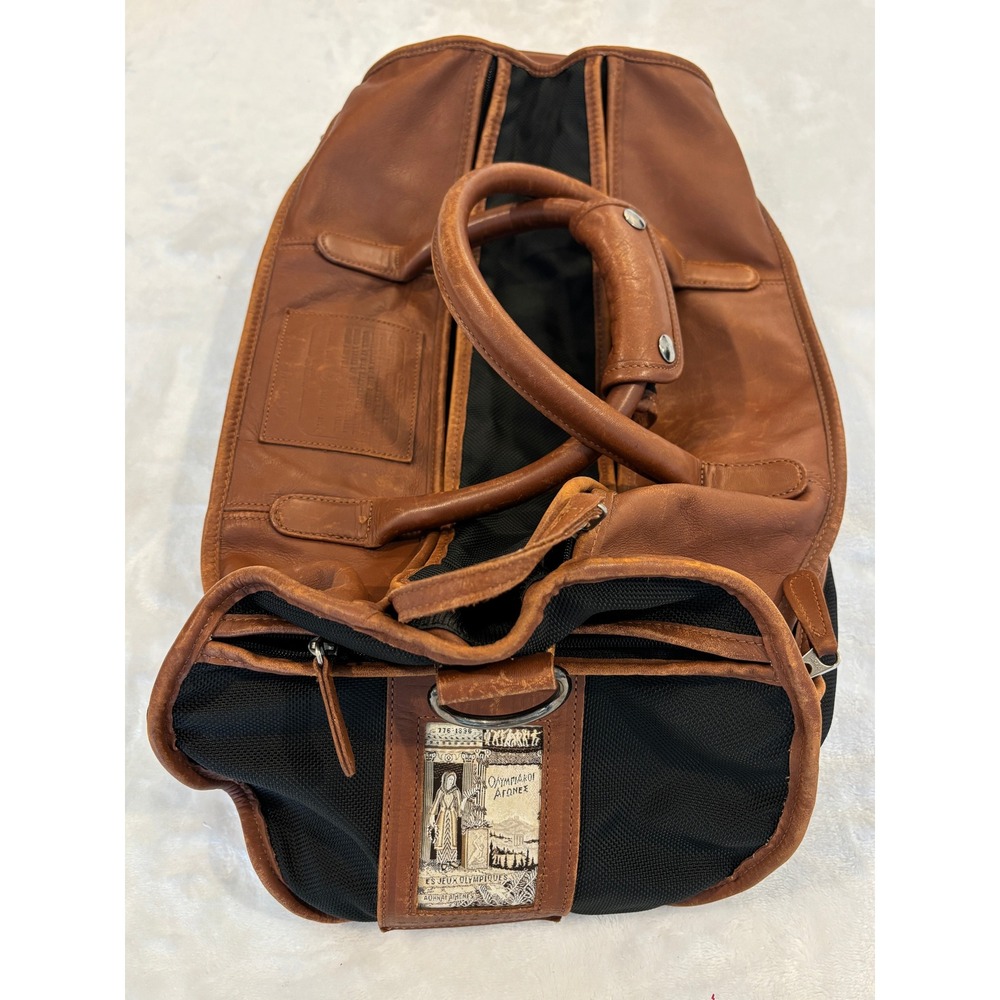 Coach Limited Edition 1996 Olympic Games Duffle Bag Leather Nylon Brown A6M-690